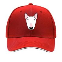 Daisy the Bull Terrier Baseball Cap  Vintage Style Black with Pink  White Dog Face Design Sandwich Baseball Cap One Size