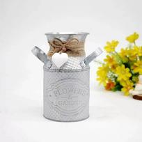 T02C!Vintage Shabby Chic Flower Vase Tin Pitcher Jug Metal Wedding Home Decor mėlyna