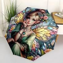 Enchanted Fairy Wings Fantasy Art PrintUmbrella with Cute Design,Portable 3-Fold Compact Umbrella for Men&Women,Valentine's Day Mother's Day