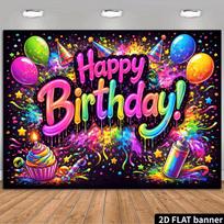 2D Vibrant Graffiti Birthday Backdrop Photography Background 47.2x31.5inch/120*80cm
