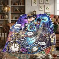 JoJos Bizarre Adventure Warm Comfortable Flannel Blanket Printed, For Bedrooms, Picnics, Travel -HE30 75x90cm
