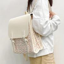 Women's Tulip Print Backpack, Adjustable Shoulder Strap, Casual Style Student Backpack, Japanese Gentle Style Backpacks balta