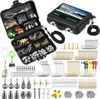 MadBite by KastKing 182/265/400pcs Compact Fishing Tackle Kit - All-in-One Freshwater Hooks, Weights, Bobbers in Tackle Box, Fishing Gear Set 182pcs Terminal Tackle Kit