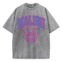 benber vintage Vintage Woman Acid Wash TShirts Malibu Beach Pacific Coast Sport Team Prints Tops Crewneck Cotton Oversize Tees Clothes S