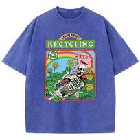 benber vintage Retro Comic Skull Design T Shirt Vintage Washed Cotton TShirt Graphic Tee Casual Streetwear Spring Summer S