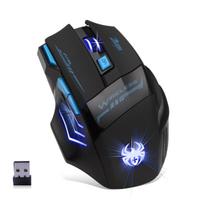 Wireless Gaming Mouse, 4800 DPI, 7 Buttons, Ergonomic Design, Power Saving Design, LED Optical Lightweight Portable, Compatible with PCMacLaptop,