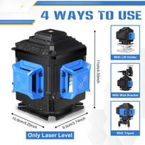 12 Lines 3D 360 Self-Leveling Horizontal And Vertical Powerful Cross Green Lines With 2 Batteries Laser Level