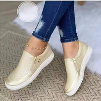 Trendy Comfortable Platform Zip Leather Flat Loafers for Women Slip On Casual Flats Ladies Spring Autumn Daily Walking Footwear Large Size 36 auksas