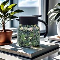 Floral Printing Thermos Bottle Hot Water Vacuum Flask Flower Insulated Kettle  Household StyleC Black 800ML