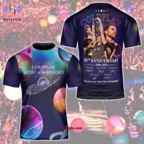 Coldplay Music Of The Spheres 29th Anniversary 1996-2026 3D T-Shirt XXXXL