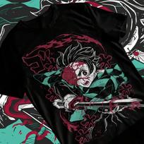 Tanjiro T-Shirt  Kimetsu No Yaiba Manga Nezuko Black Shirt Soft Tee Graphic T Shirts Oversized T Shirt For Wounisex S