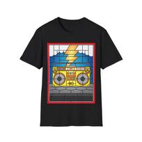 Stained Glass Boombox T-Shirt, Retro Graphic Tee, Regular Fit Music Fan Top M