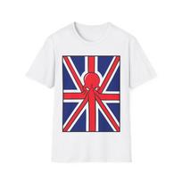 UK Flag Kraken Graphic T-Shirt, Funny Union Jack Top, Softstyle Regular Fit Tee XL