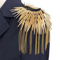 2Pcs Spiky Shoulder Epaulettes Tassel Chain Punk Epaulettes Vintage Shoulder Boards for Suits Uniforms Costume Party Accessory 2pcs auksinė