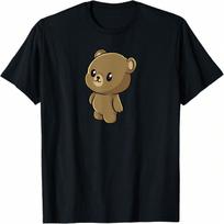 Kawaii Brown Bear Gift - Anime Grizzly Bear T-Shirt S