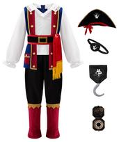 [ReliBeauty] Pirate Costume Halloween Fancy Dress Kids Boys Pirate Cosplay Outfit Party School Festival Event Treasure Hunt Role-playing Toy Props