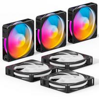upHere PC Case Fans 120mm ARGB, Linkable, PWM Compatible, Silent, Daisy-Chain Function, Extension Cable Included, Black, 6-Pack [U2C-6]