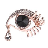 Elegant Crystal Teardrop Eye Brooch rožinio aukso spalvos