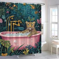 Zebra Shower Curtain, Floral Plants, Fun leopard animals ,Bathroom Decorative Shower Curtain, Printed fabric Home Curtain (as the picture,W90xH180cm)