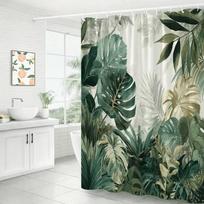 Tropical Leaves Shower Curtain Monstera and Palm Print Waterproof Polyester Bathroom Decor Bath Curtain Set (as the picture,90x180cm35x71in)