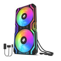 AsiaHorse Matrix-240 White 240mm Single Frame ARGB PC Case Fan with 2 x 120mm Fans, 1800 RPM PWM 5V 3PIN Compatible, HDB Bearing, for CPU Water