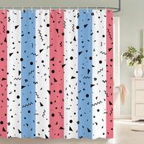 Geometric stripe Printed Shower Curtain Color Art Polyester Fabric Shower Curtain Home Bathroom Decoration Curtain with Hooks (as the picture,W90xH180cm)