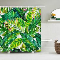 Tropical Plant Green leaves Shower Curtain Bathroom Curta With Hooks Monstera Palm Trees Waterproof Fabric Bathtub Decor (as the picture,90x180cm35x71in)