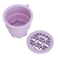Portable Folding Cosmetic Brush Cleaner Cup Silicone Scrubber Pad  Travel beauty accessory