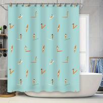 Shower Curtain Beach Ocean Wave Blue Bathroom Decor Coastal Seascapes Waterproof Fabric Liner Home Textile Room Divider (as the picture,90x180cm)
