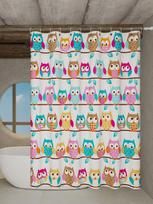 The owl-themed dry-wet separation partition shower curtain has a fresh color and creates a childlike bathroom atmosphere (as the picture,120*180cm)