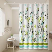 1pc tropical leaves with birds Popular Shower Curtain Waterproof PEVA Botanical Bathroom Decor (as the picture,80*180cm)