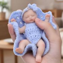 Cloveray 5-inch (12cm) Reborn Doll, Silicone, Full Body, Realistic Baby Doll, for Collection, Gift & Artificial Insulation (Blue)