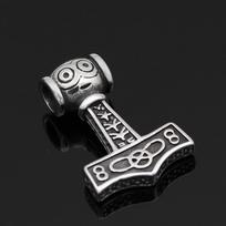Titanium Steel Viking Thor's Hammer Pendant Necklace with Odin Symbol