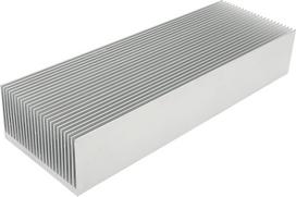 Audio fan heatsink, aluminum heat dissipation plate, approximately 200mm x 69mm x 37mm, air cooling, cooling fins, silver.