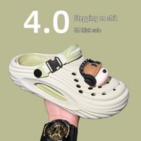 Men's Summer EVA Slip-Resistant Sandals, Wear-Resistant, Odor-Proof, with Color-Block Toe Cap and Thick Sole 45 pilkai žalia spalva