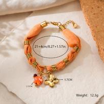 Silk Scarf Pendant Bracelet - Luxurious European & American Summer Jewelry 18K oranžinė