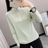 Women's Quick-Dry Zip-Up Stand Collar Long-Sleeve Fitness Shirt 4XL