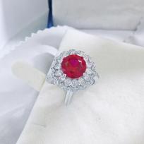 Simulated Pigeon Blood Ruby Sunflower Pendant Necklace with Diamond Accents and Pigeon Egg Red Corundum for Women Gold-Plated Copper