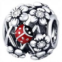 Charms Do Pandora Pakabukas Charms Atviras Gėlės Boružėlės