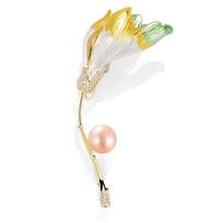 Bo Xin Yun Zircon Pearl Tulip Enamel Brooch Pin Accessory