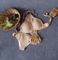 2020 European Style Crochet Tassel Bikini Set for Women didelė spalva