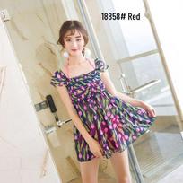 Stylish Split Swimsuit: Three-Piece Skirted Bikini Set with Underwire Support (G18858) Suitable for 45-50 kg, 150-175 cm raudona