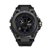 Digital Sports Watch With Night Glow Waterproof Quartz For High School Students Black Blue