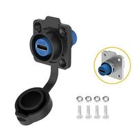 LP16 Type-C USB 3.1 5A Female Socket Rear Nut Locking Jack Panel Mount USB-C Connector Waterproof Fast Charging Data Wire Cable