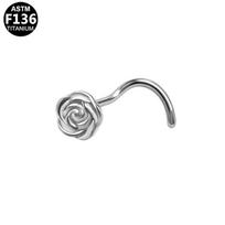 Rose S-Bar G23 Titanium Alloy Nose Stud - Fashionable European-American Piercing Jewelry