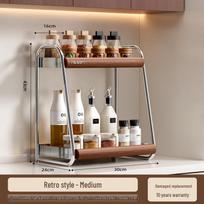 Bamboo Countertop Spice Rack with Hooks