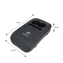 Keychain Car Armrest Cushion With Cup Holder PU Leather Pad Auto Amrest Pillow Cover Height Pad For Alfa Romeo 4C 159 166 Giulia