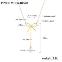 Stylish Fairy Choker: Imitation Pearl Necklace with Bow, Light Luxury Stainless Steel Clavicle Chain.