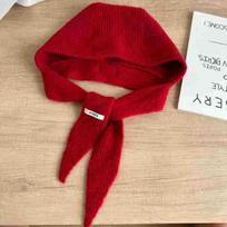 Luochi Korean Style Women's Knit Balaclava Hat - Versatile & Warm for Autumn/Winter raudona