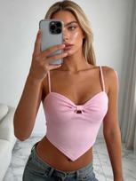 Pink bow sling short top, Spice Girl asymmetrical hem vest, cross-border explosion directly from the manufacturer XS rožinė